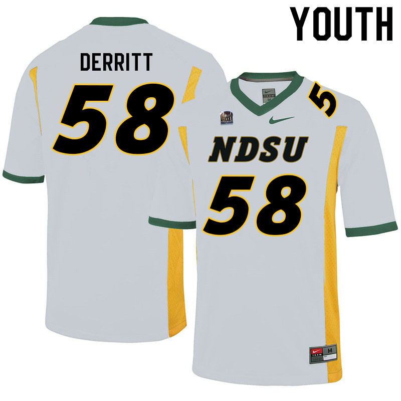 Youth #58 Javier Derritt North Dakota State Bison College Football Jerseys Sale-White